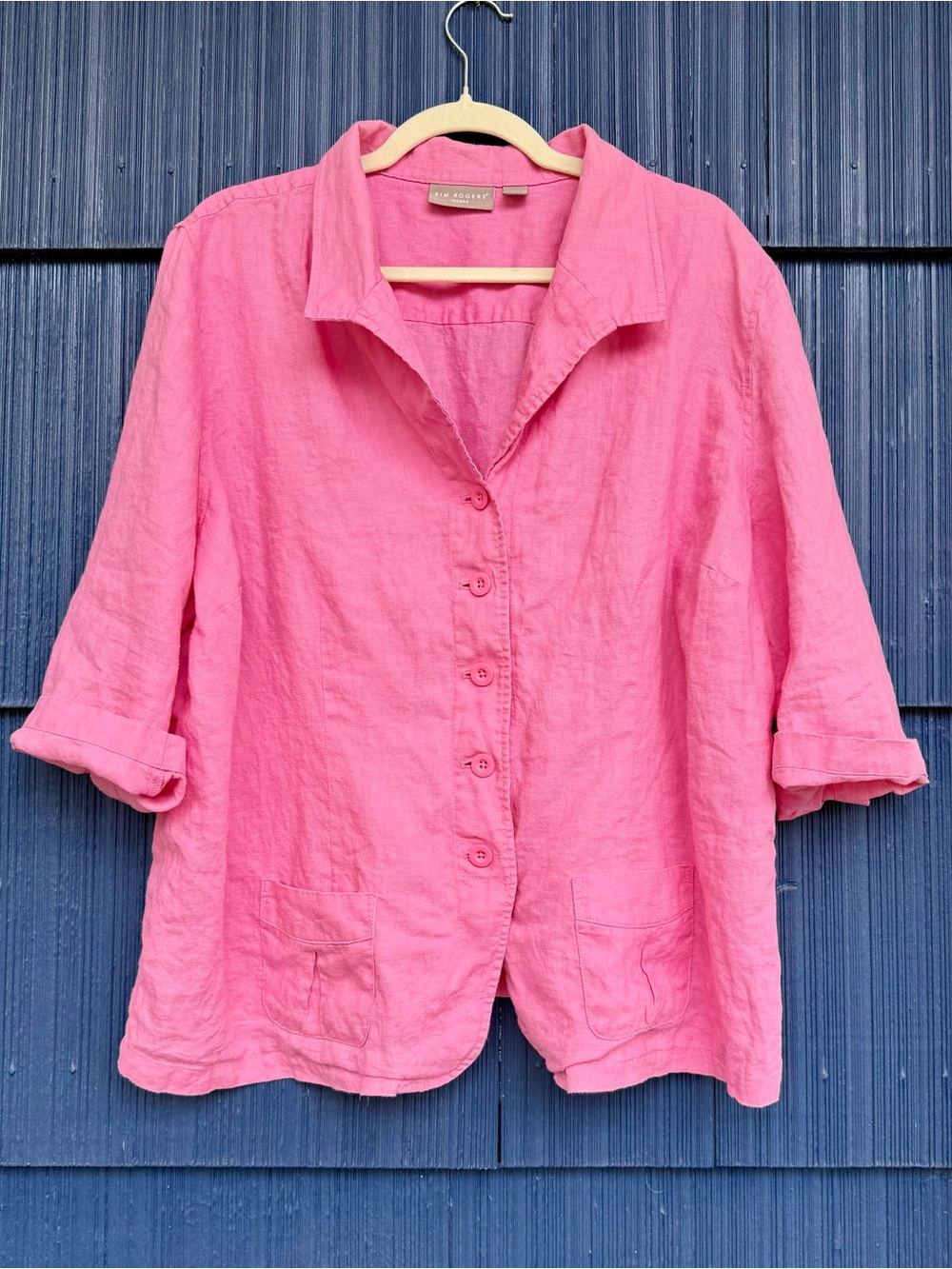 Pink Linen Button-Front Shirt